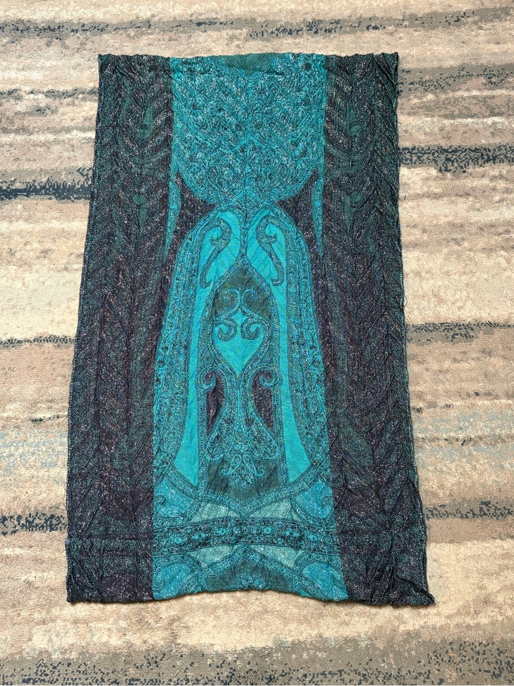 Soft Infinity Scarf Teal Black Metallic Accent